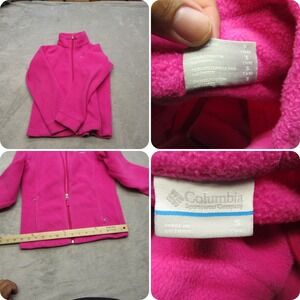 Columbia Jacket Kids Small‎ 7/8 Pink Pockets Lightweight Full Zip Soft Fleece